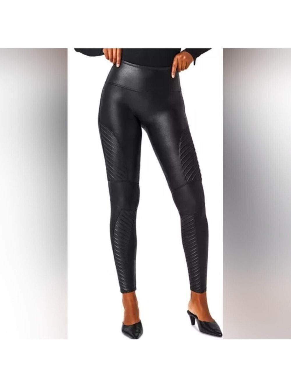 Spanx moto faux leather leggings size large